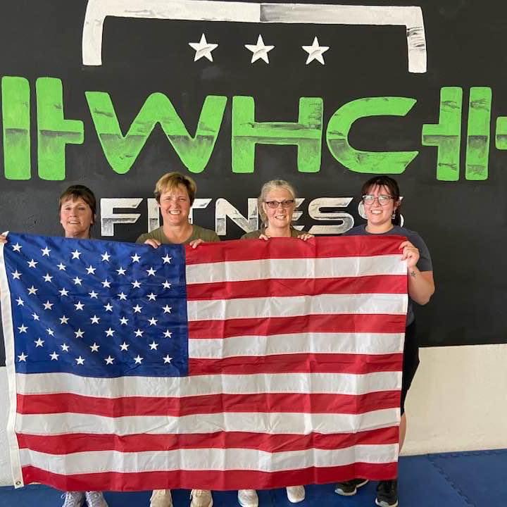 Women holding USA Flag
